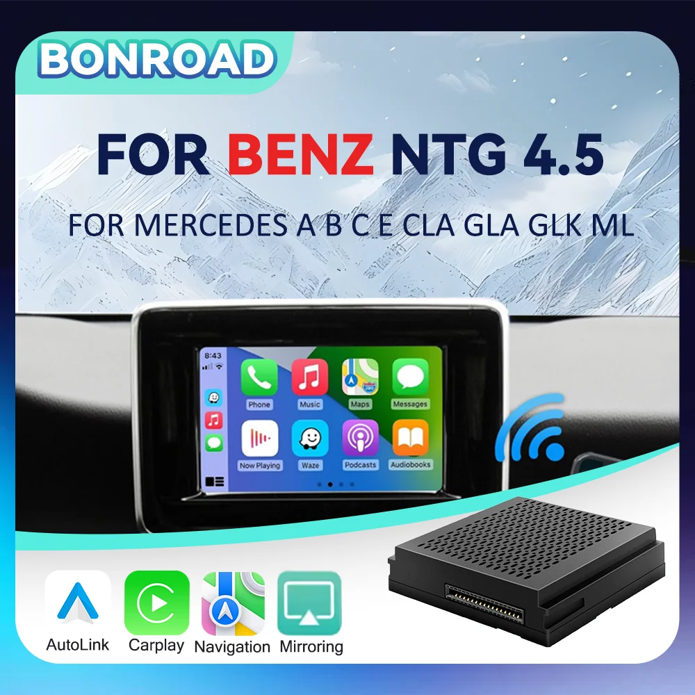محول BONROAD اللاسلكي CarPlay Android Auto لبنز A B C E Class GLA CLA GLK SLK CLS GL W204 W176 W246 مع نظام NTG4.5