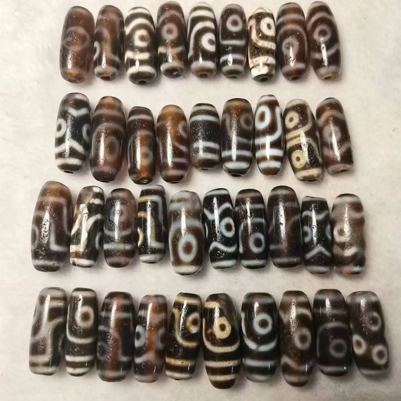 35pcs/lots Magic Natural Agate Stone Tibetan Dzi Beads 10mm*25mm Small Beads for Bracelet and Necklace making Free Shipping