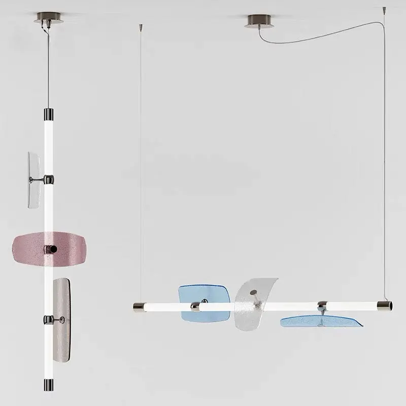 Moderne farbige Glas Pendel leuchte italienische Designer lange Röhre Pendel leuchte für Wohnzimmer Schlafzimmer LED Esstisch Hängelampe – Detail 6