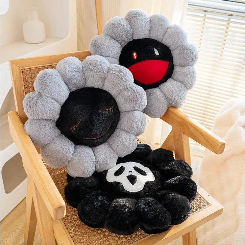 Coussin d'oreiller en peluche pour chaise de bureau, fantôme diable, tournesol, plante, pétale, jouets en peluche pour filles, décoration de maison, cadeau