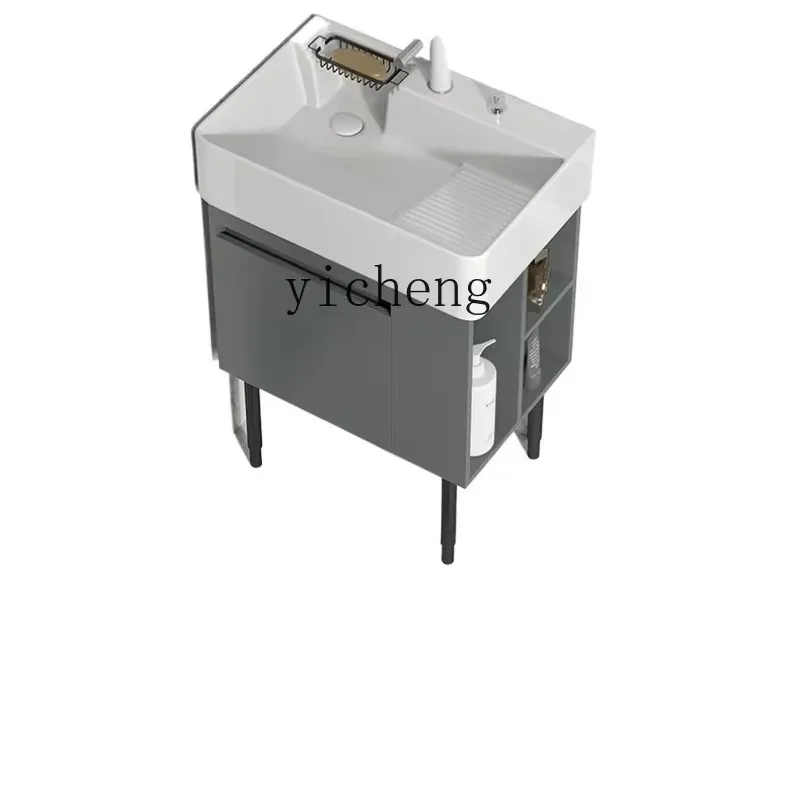 

TP-29 bathroom cabinet side storage small apartment balcony laundry with rubbing board integrated basin cabinet combination