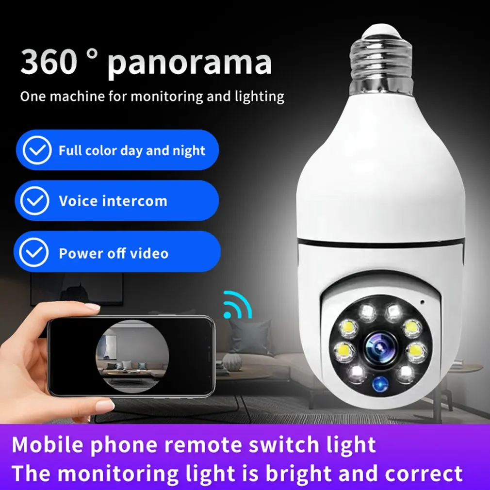 Imagem -02 - Câmera Led de Vigilância E27 Lâmpada 360 ° Wifi Spotlight de Segurança Rastreamento Automático Visão Noturna Dropshipping