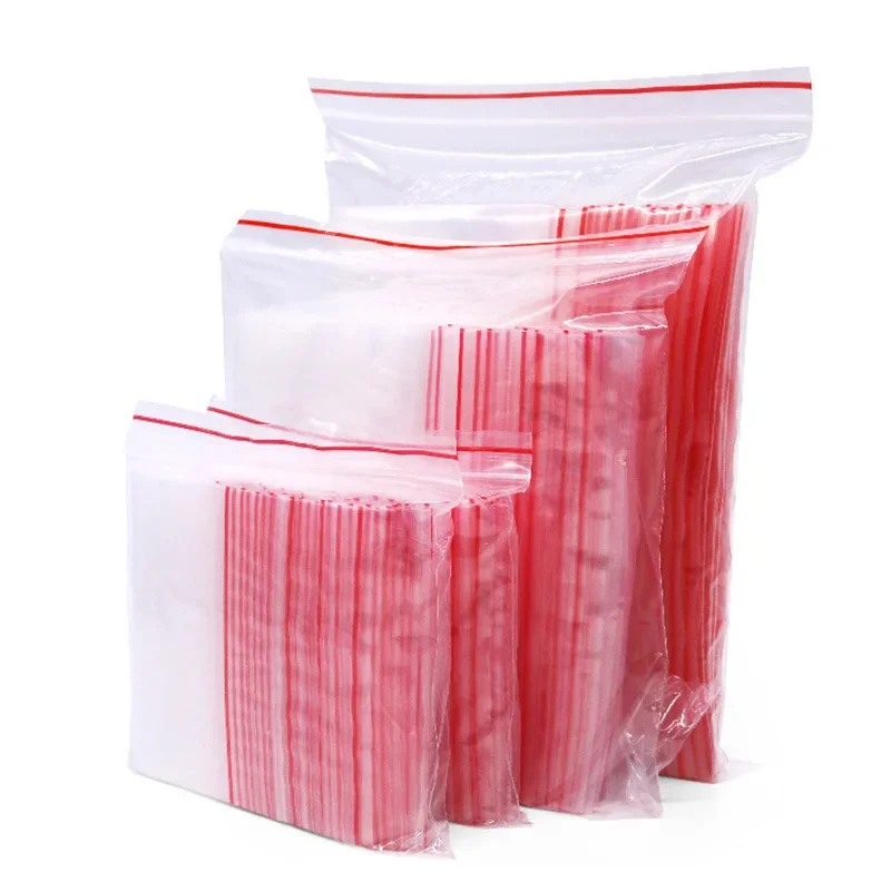 100/200Pcs Small Zip Lock Plastic Bags Reclosable Transparent Bag Vacuum Storage Bag Clear Bags Ziplock Food Storage Bags