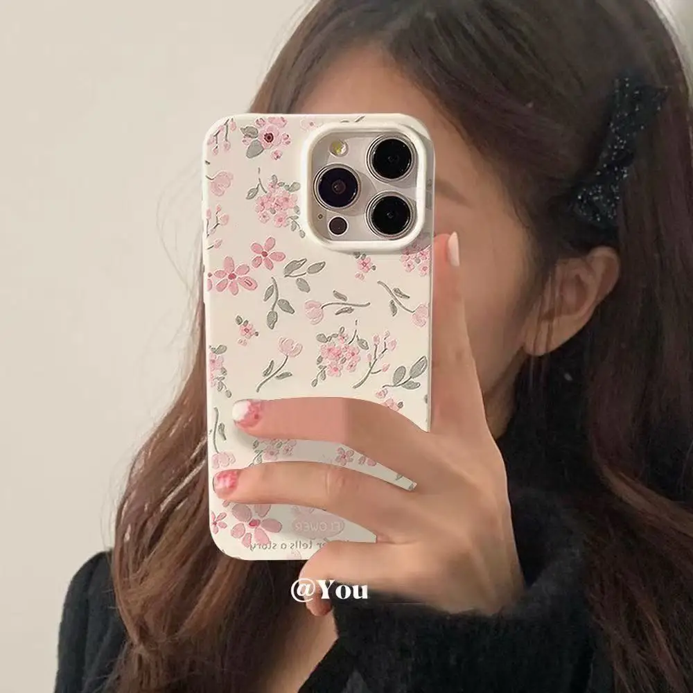 Ins Cartoon Flower Lychee Pattern Mobile Phone Case Suitable for IPhone 17 16 Pro Max 15 14 13 Plus Shockproof Buffer Case Gift