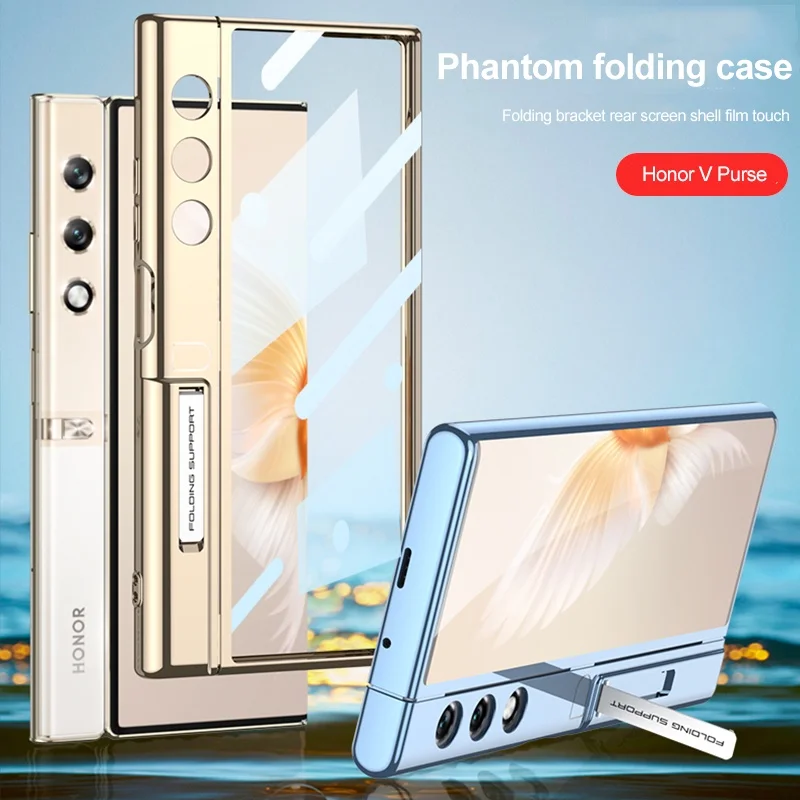 Folding Transparent Electroplated Phantom TPU Silicone Soft Case Drop-resistant Protective Case For Honor V Purse Phone Case