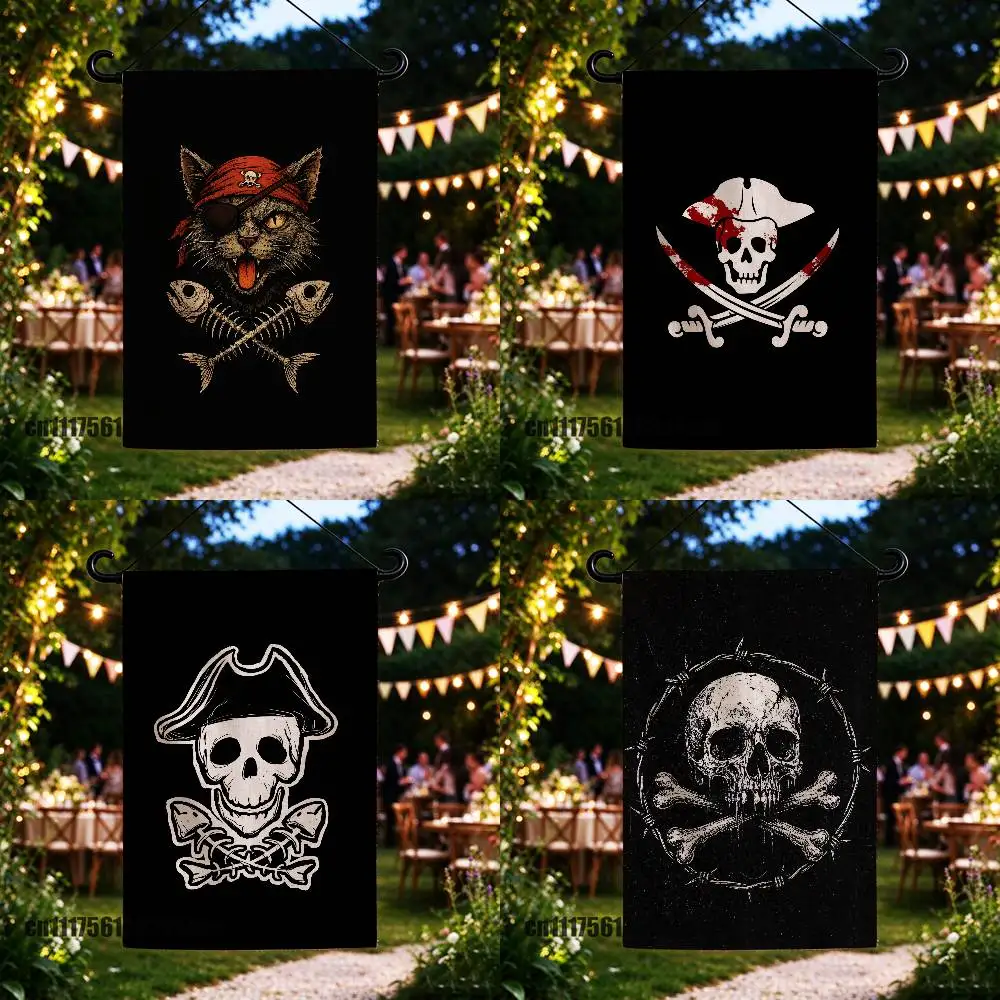 For Fish Cat Skull Pirate Jack Rackham Jolly Roger Garden Flag Custom Outdoor Home Advertising Cloth Decor Yard Banner Flags
