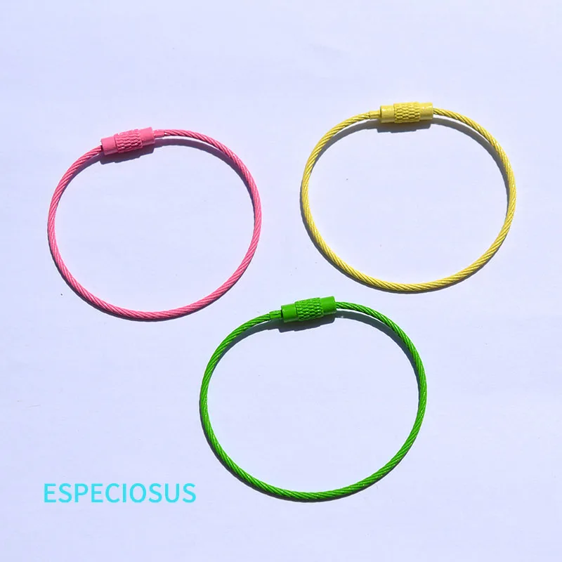 Key Chain Parts Multi Color Painted Alloy Key Ring Cable Loop Screw Lock Bracelet Making Departments DIY Jewelry Accessories