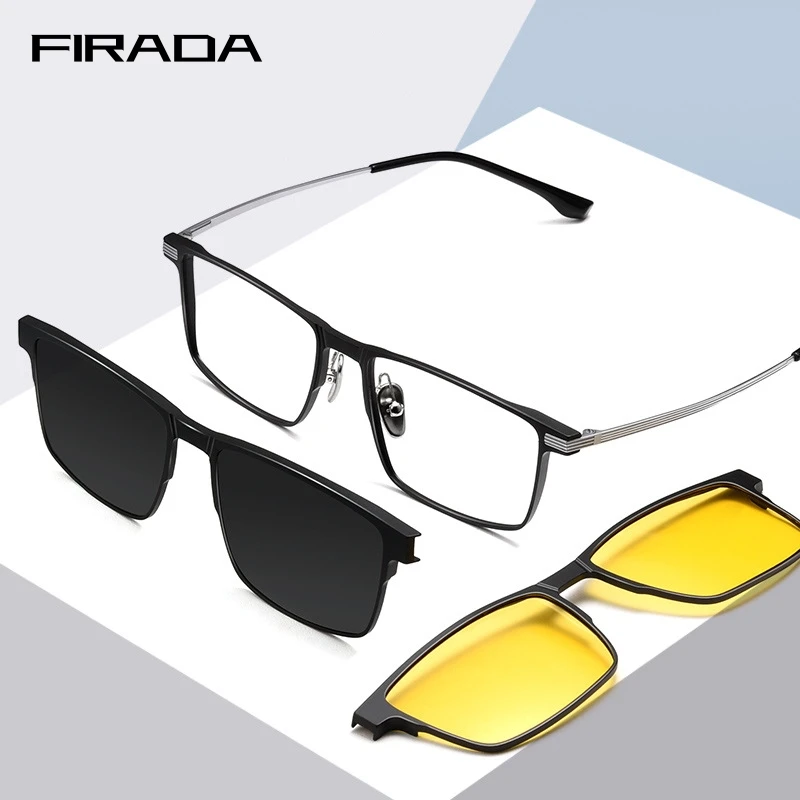 

FIRADA Luxury Fashion Eyewear Men's Vintage Square Titanium Magnet Eyeglasses Optical Prescription Glasses For Men Women 9905