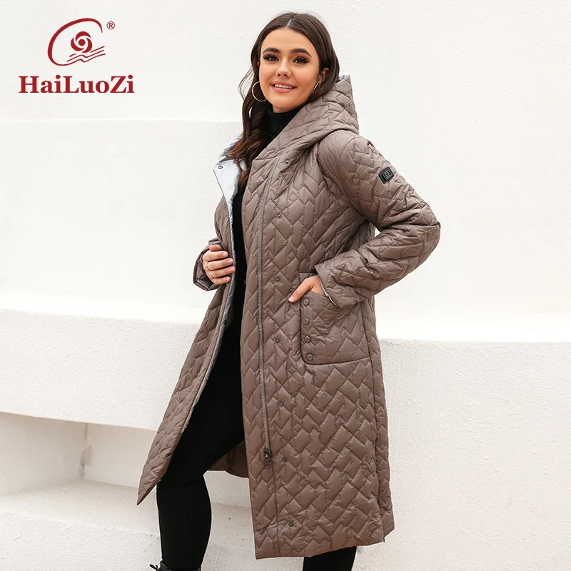 jaqueta feminina acolchoada com capuz hailuozi cabolsa longo feminino parkas quentes design de cinto tamanho grande outwear de moda novo primavera 7081 2023 01