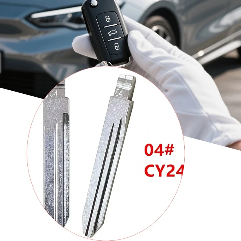 

10PCS Car Key Blanks for Chrysler Jeep Dodge - 04# CY24 Metal Uncut Flip KD Remote Key Blade for Keydiy Xhorse VVDI JMD