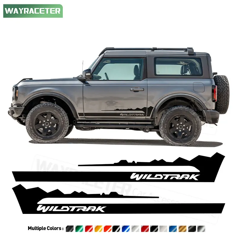 2 Pcs Door Side Stripes Sticker Carbon Fiber Vinyl Decal For Ford Bronco 2021 2-door 4-door 2022 2023 Wildtrak 2024 Accessories