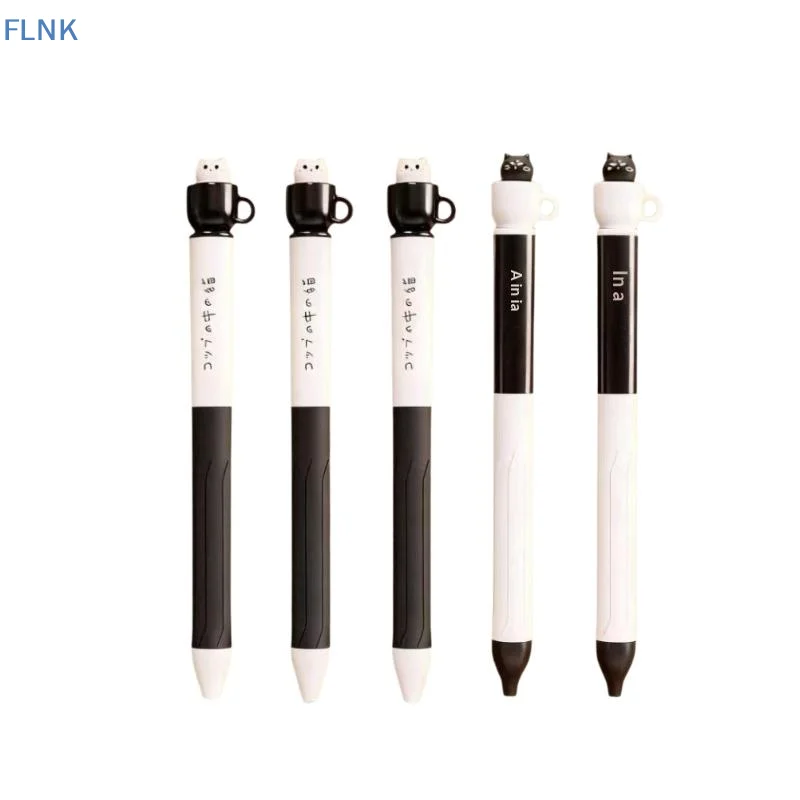 【KC】Cute Teacup Cat Gel Pens 0.5mm Fun Animal Quick Dry Pen Creative Rotating Cat Pocket Pen For School & Office Use