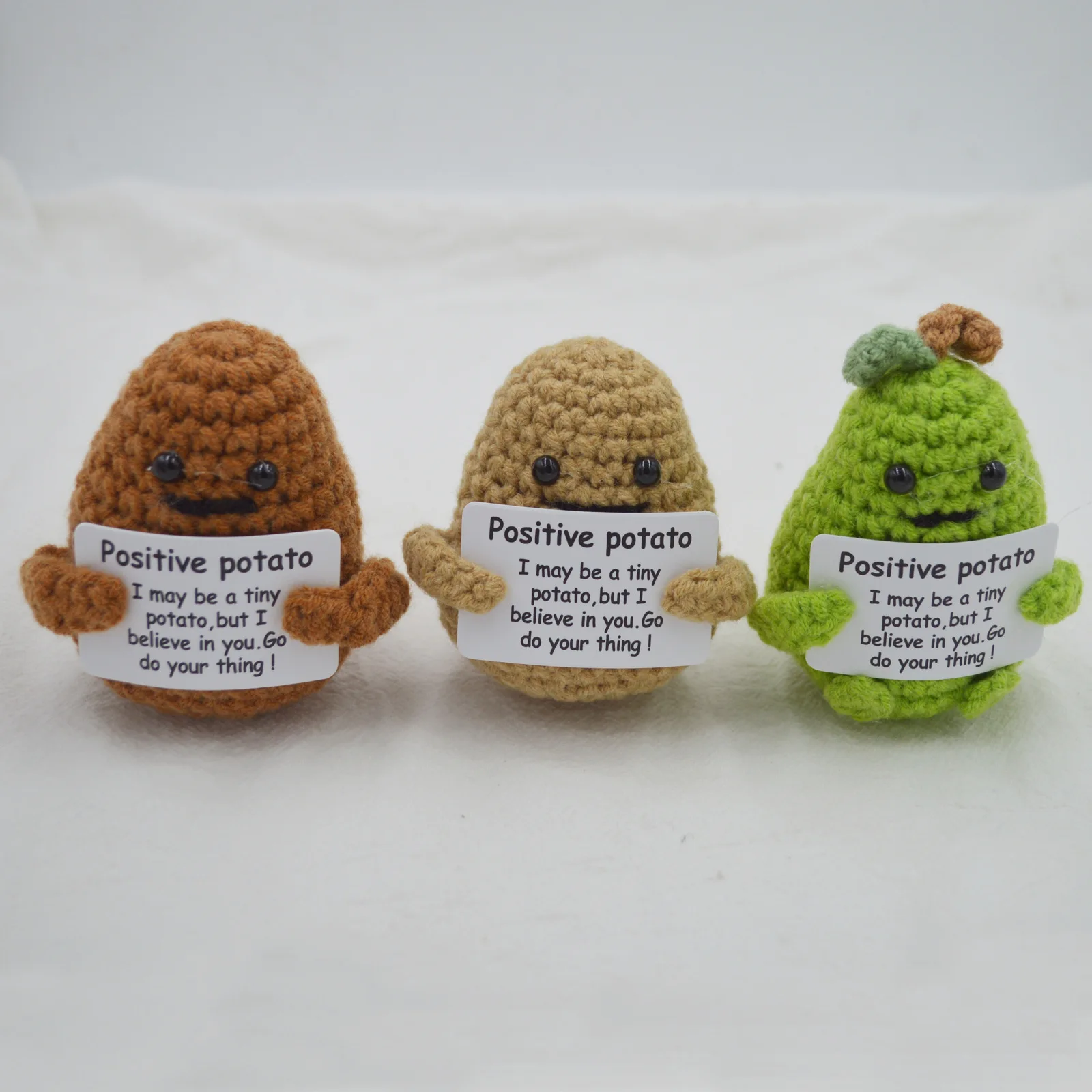 Fun Positive Potato Cute Wool Knitted Doll Positive Card Positive Affirmation Card Fun Knitted Bell