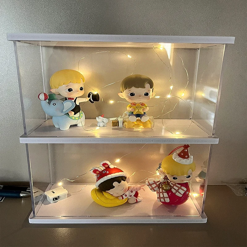 Clear Acrylic Display Case Blind Doll Display Box Multi-layer Door for Collectibles Action Figures with Door Dustproof Storage