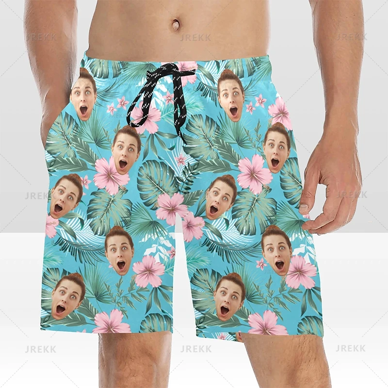 Summer 3D Printed Custom Face Beach Shorts Women Funny Design Swim Trunks Men Fashion Board Shorts Kawaii Streetwear Short Pants