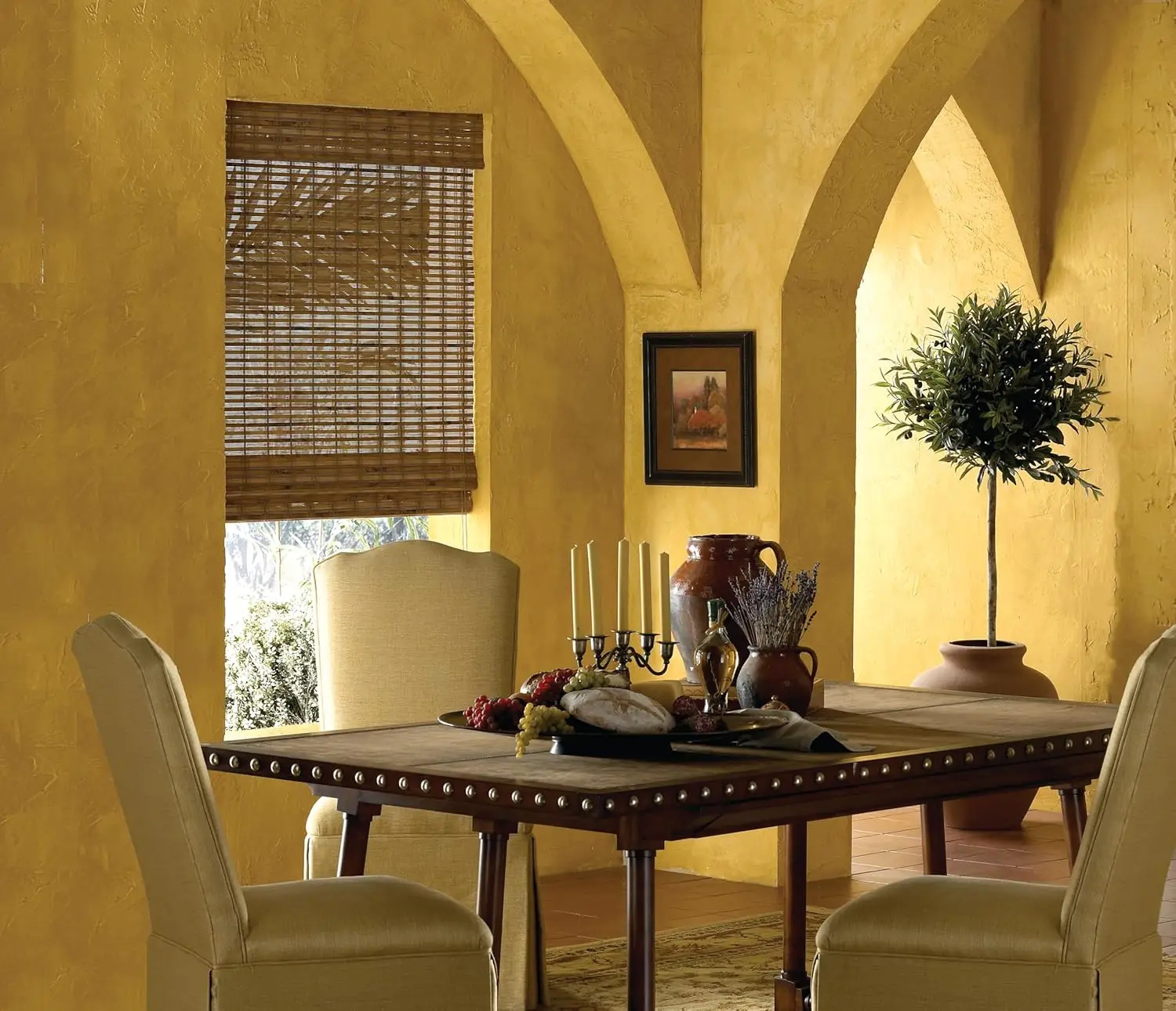 Woven Wood Roman Shades, 64W x 72H, Ashbury Camel, Sizes 20-72 Wide and 24-72 High