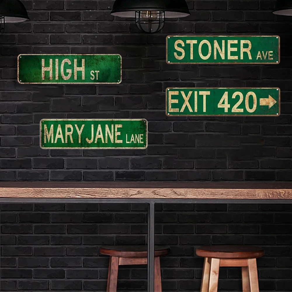 1pc, Vintage Rustic Retro Stoner Avenue Street Sign - 4''x16''/10cm*40cm - Perfect For Room, Home, And Wall Decor ,Metal Signs