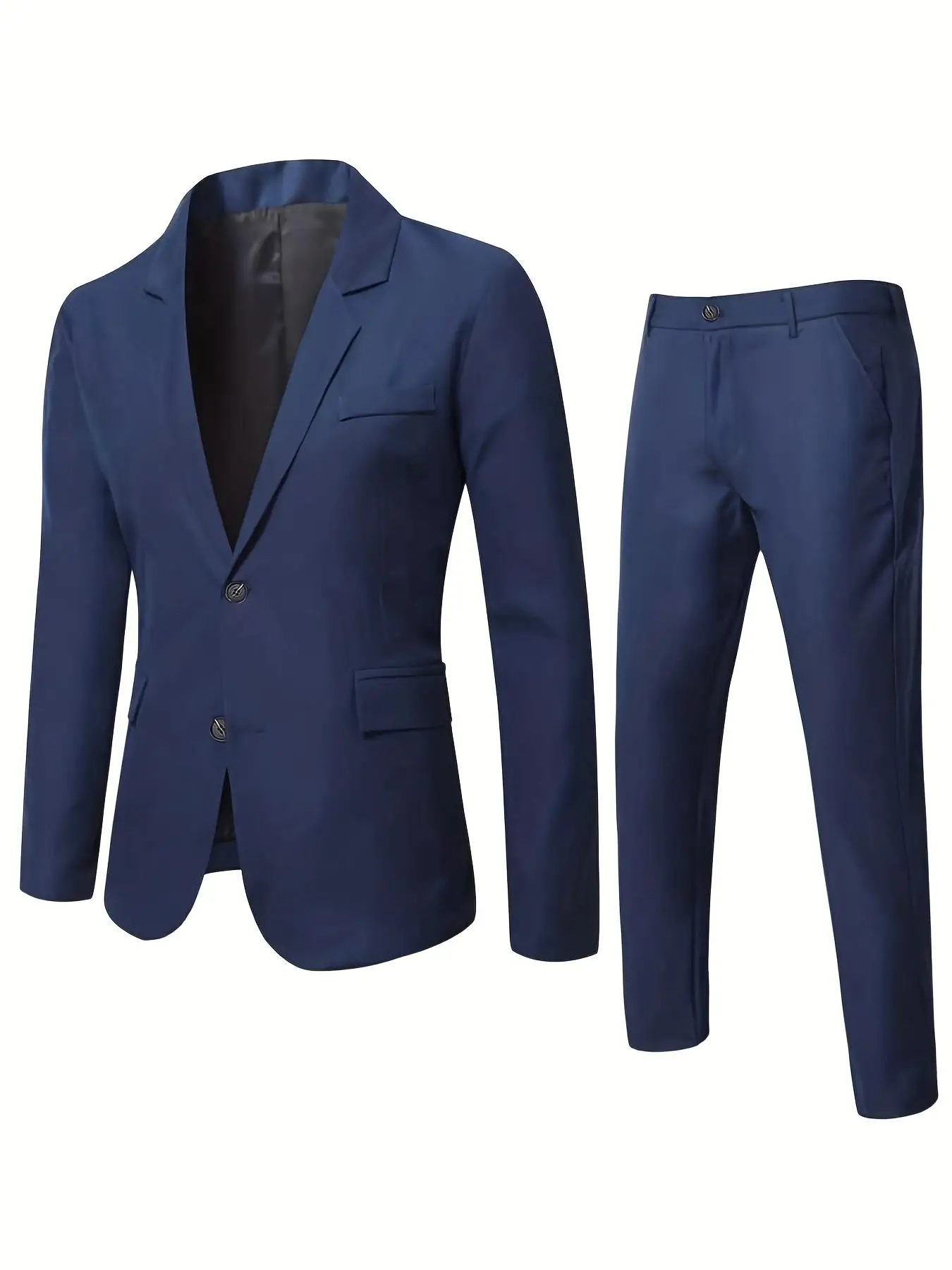 2-Piece Men's Solid Single-Breasted Formal Suit Set - Light Business Style Jacket And Trousers Ensemble
