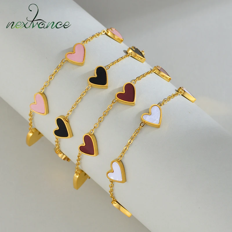 Nextvance-pulsera de amor con forma de gota de aceite para mujer y niña, cadena romántica chapada en oro de acero inoxidable, regalos de joyería