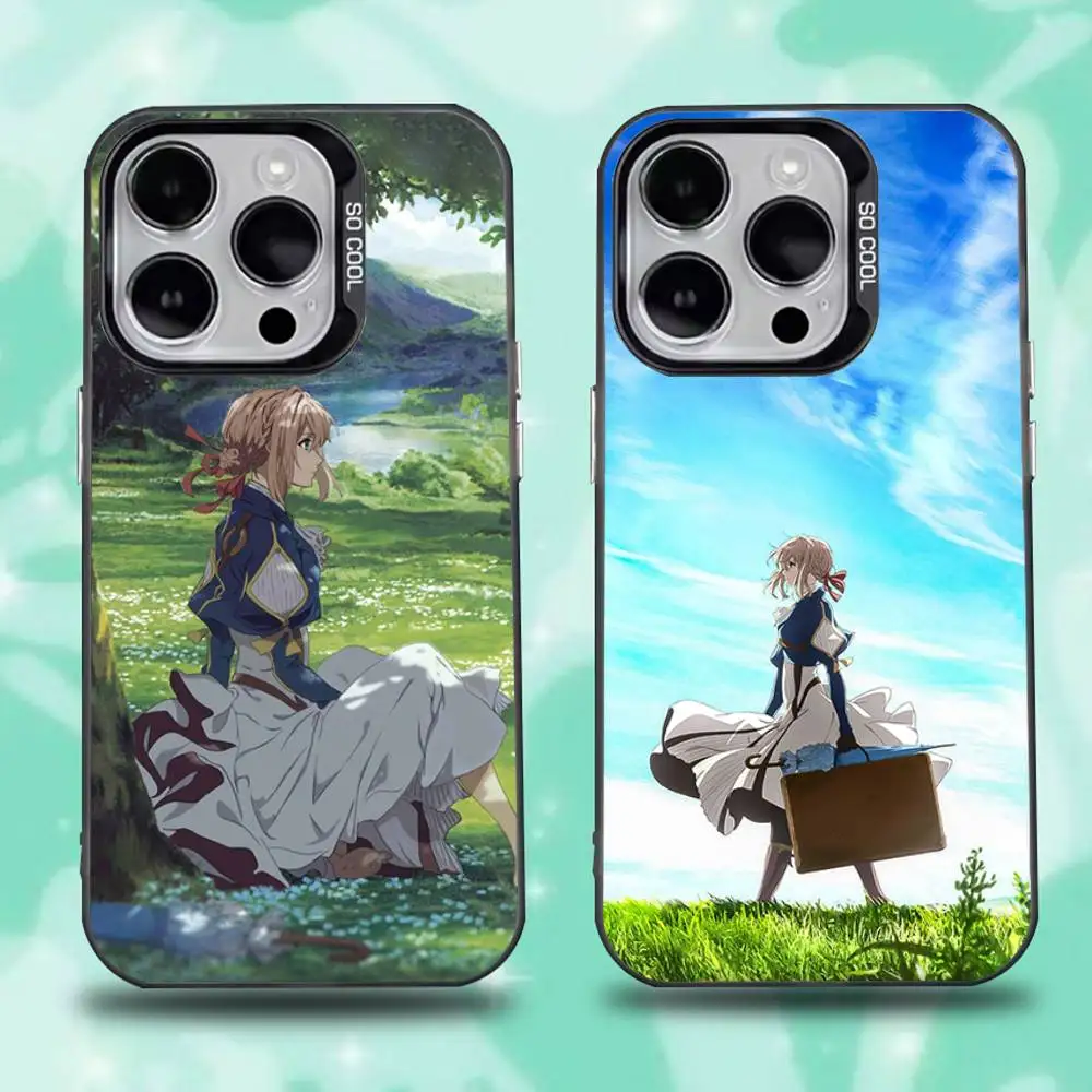 

Violet Evergarden Anime Girl Phone Case For iPhone 16,15,14,13,12,11,Pro,Max,Plus,Mini,XS,SE Anti Fall Black Matte Hard Bumper