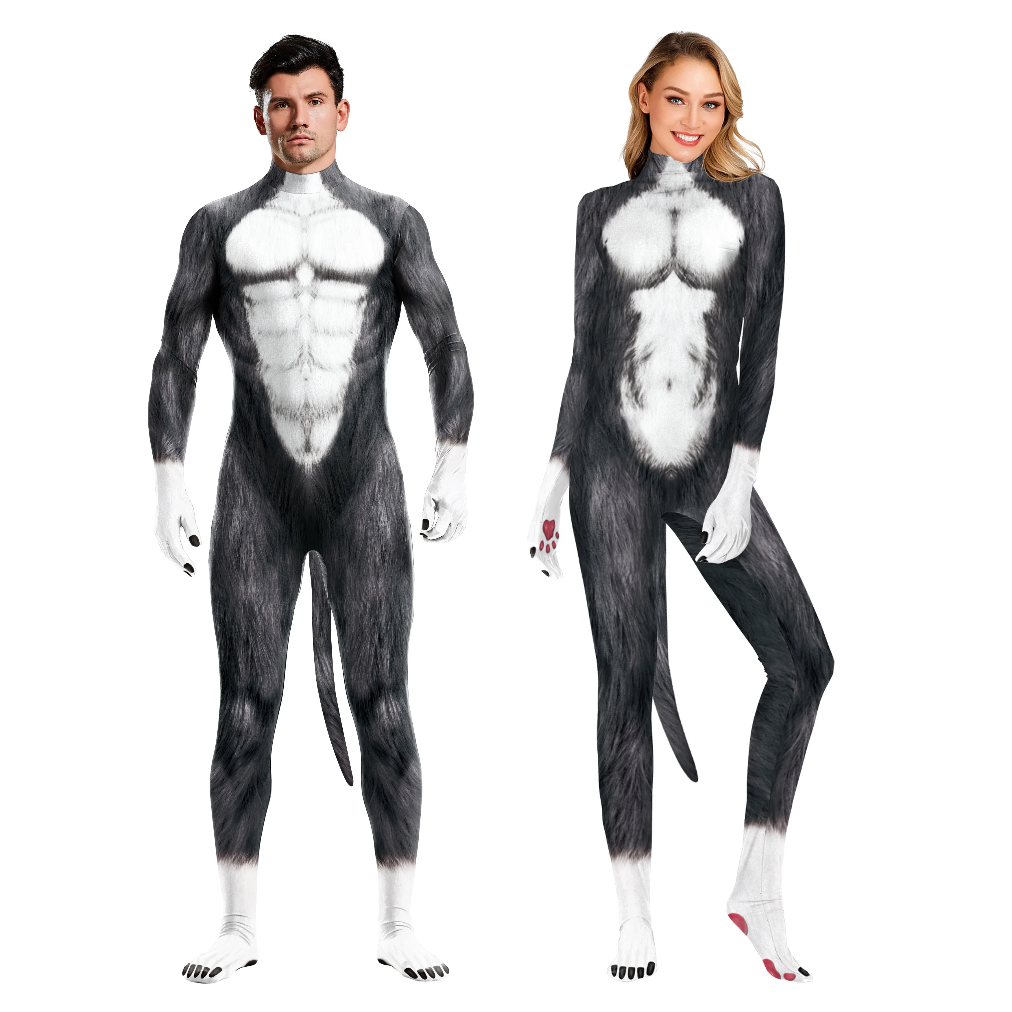 Disfraces completos de Halloween para adultos, ropa de Animal Catsuits MilkCow, monos de fantasía estampados en 3D, traje Zentai Unisex