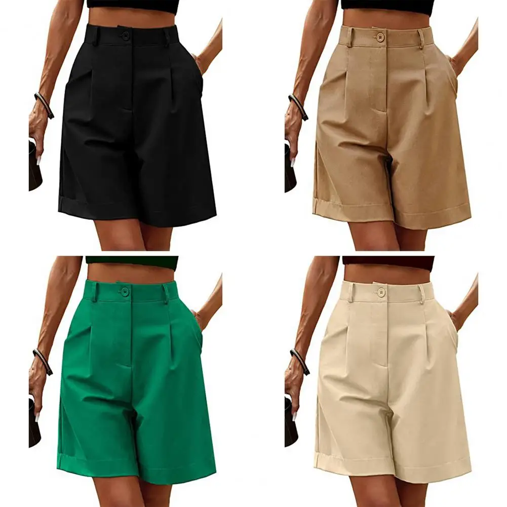 Women Casual Shorts Knee Length Loose Solid Color Ladies Summer Long Short Pants Trousers Women Suit Shorts Streetwear