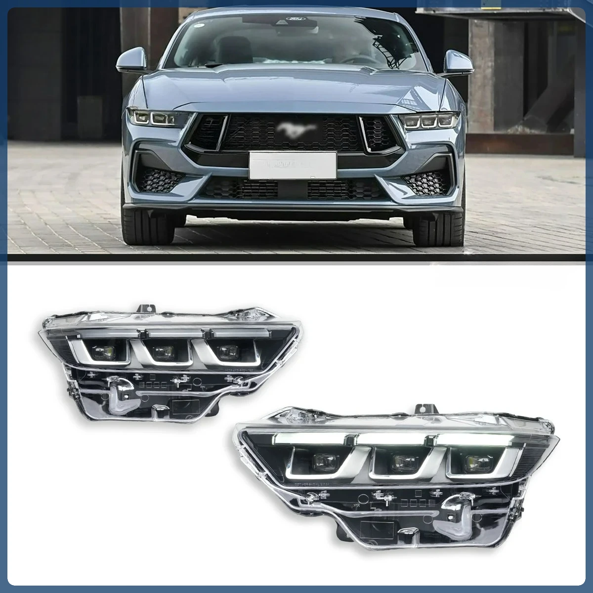 

Car Lights For Ford Mustang Headlight 2024-2025 LED Projector Headlights Animation Sequential Turn Auto Front Lights
