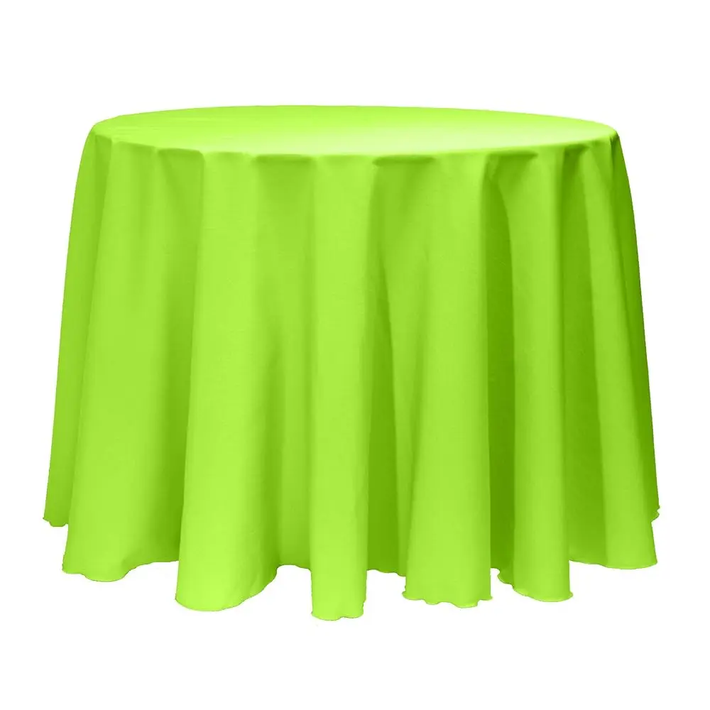 

-5 Pack- 120-Inch Round Polyester Linen Tablecloth, N Green