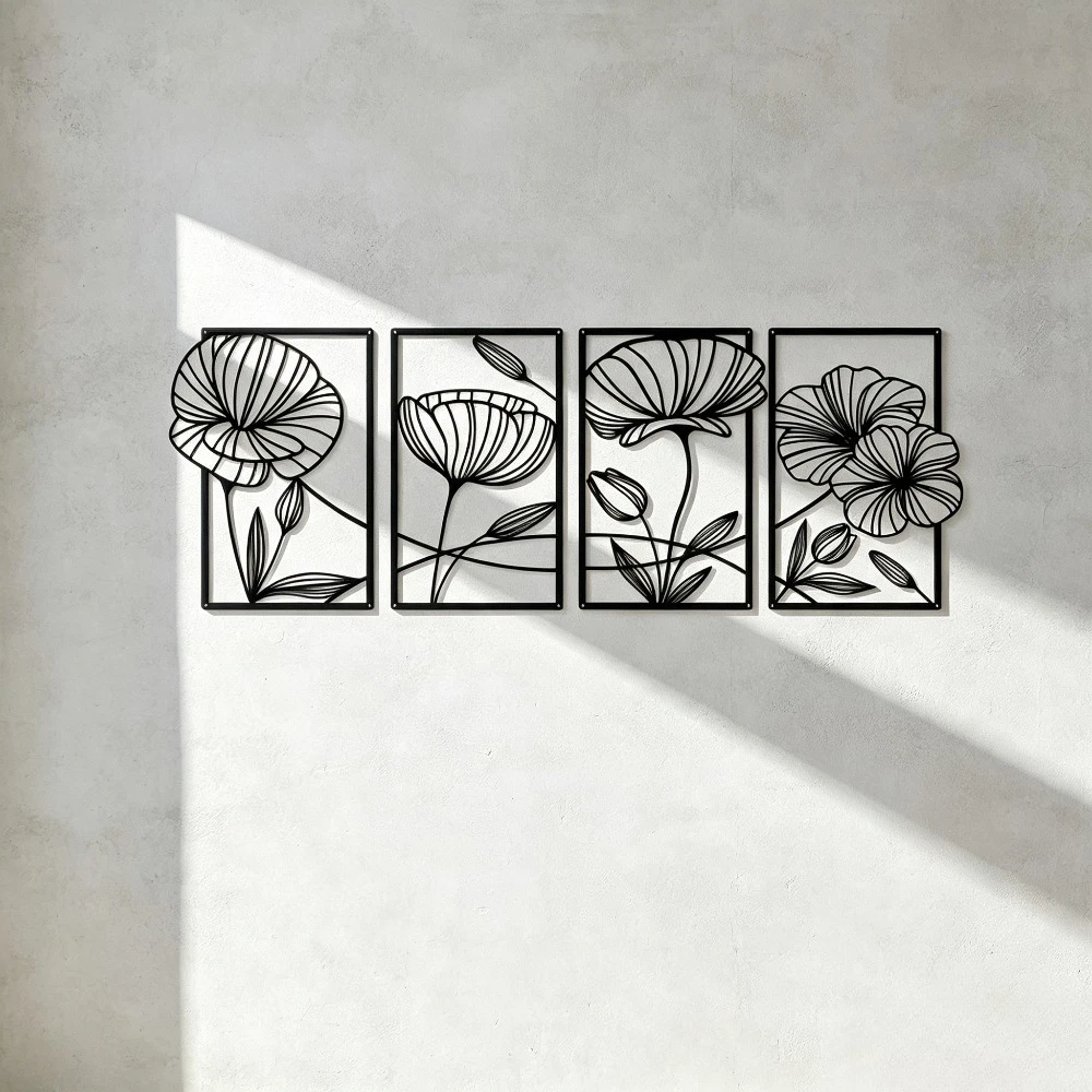 CIFBUY Minimalist Lotus Iron Wall Art Rustproof Hanging Plaque Floral Pattern Home Decor Ornament Accent Stylish Sculpture