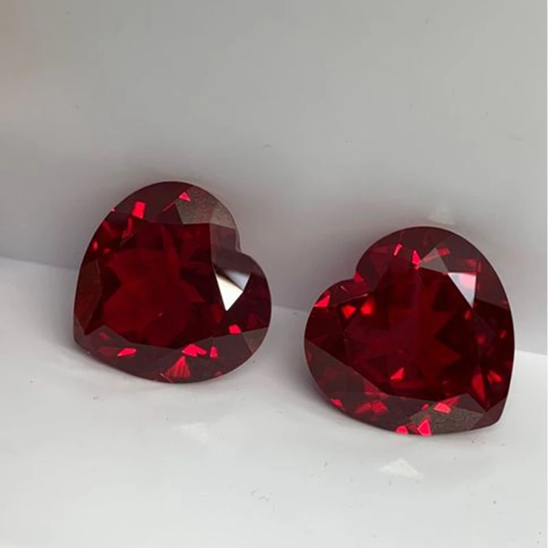 Pretty Fluorescent Ruby Pass UV Test Heart Cut 15×15mm 15.0ct VVS Loose Gemstone for Jewelry Making DIY Precious Stone