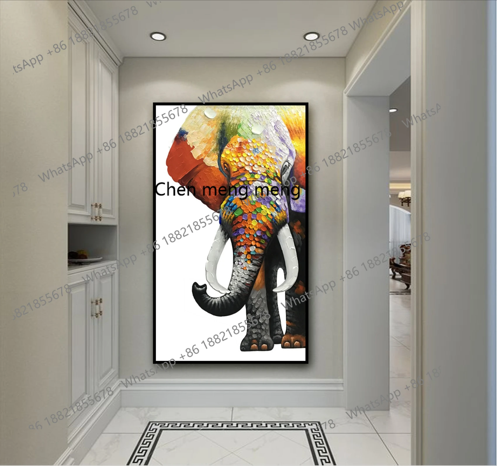 

Hand-painted oil painting three-dimensional, modern simple living room vertical corridor entrance decorative painting
