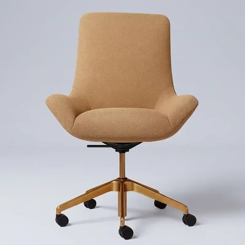 Modern Elegant High Back 5 Point Aluminum Rotating Base Ergonomic Portable Office Chair for Living Room Hotel School