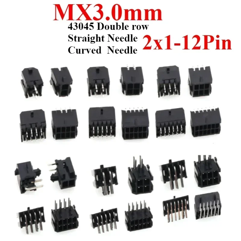 

5/10/50PCS MX3.0mm pitch connector 43045 small 5557 double row looper seat PCB control circuit board Connectors 43025 2x1-12Pin