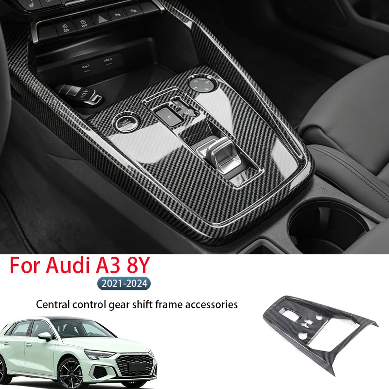 Fit for Audi A3 8Y 2021‑2024 ABS Carbon Fiber Look Center Console Gear Shift Panel Trim Car Interior Decoration Protection Acces