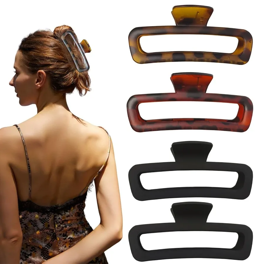 5 Inch Hair Claw Clips Extra Large Square No Slip Big Matte Glossy XL Rectangle Clip for Thick Curly Long Hair Women 4 Pack - I
