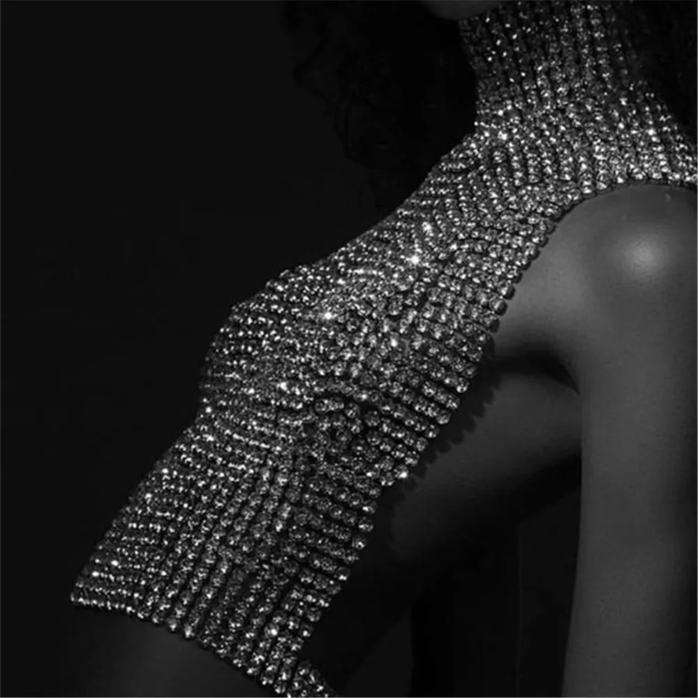 Fashion Metal Punk Style Body Chain Skirt Nightclub Party Prom Harness Rave Outfits Sexy Rhinestone Chain Lingerie Dress Jewelry