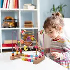 Montessori Wooden Toys Kids Circles Bead Wire Maze Roller Coaster Toddler Early Educational Puzzles Toy for Children 1 2 3 Years