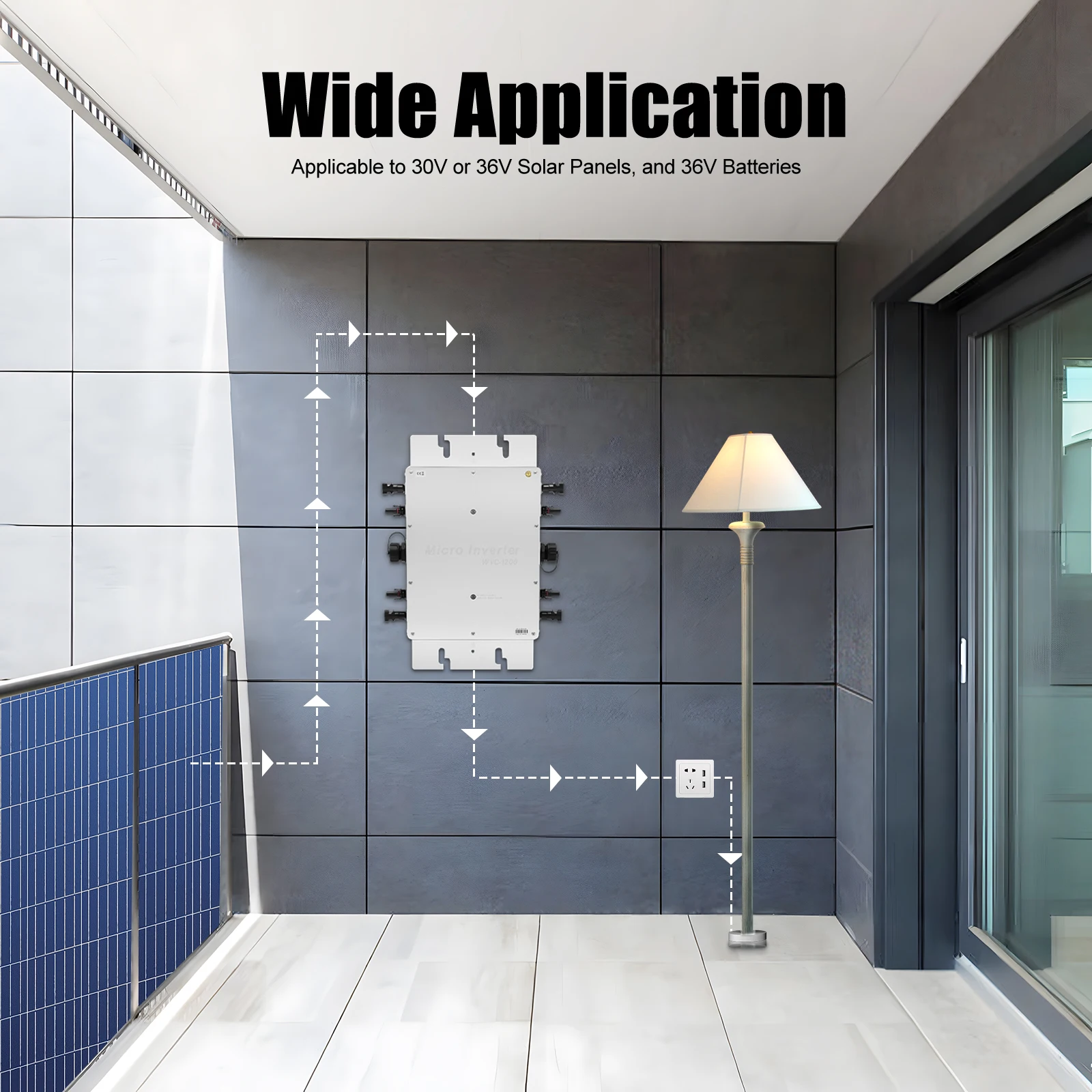 1200W 110V Solar Grid Tie Inverter Waterproof Ip65 Pure Sine Wave Inverter Applicable To 30v Or 36v Solar Panels