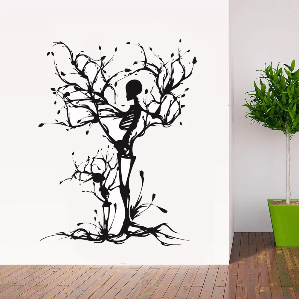 

Personality Skull Tree Propose Living Room Vinyl Carving Wall Decal Sticker For Halloween Party Home Decor