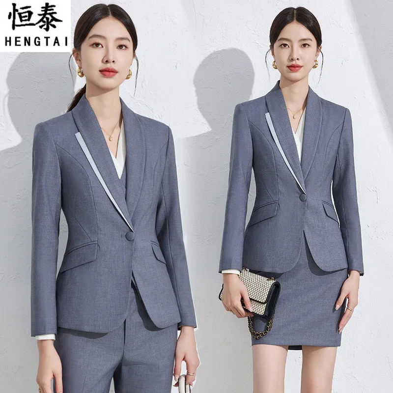 Gray Suit Women's Autumn New High-End Hotel Manager Formal Wear Professional Bank Business Interview Work Clothes