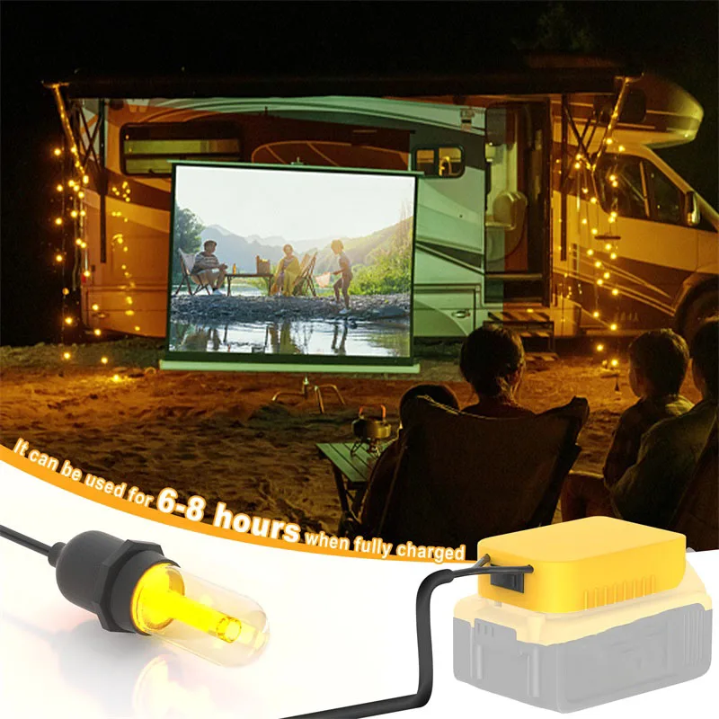 

For Dewalt 18V/20V Li-ion Battery LED Outdoor String Light Waterproof Patio Lights with 10 Bulbs Portable Hanging Lights