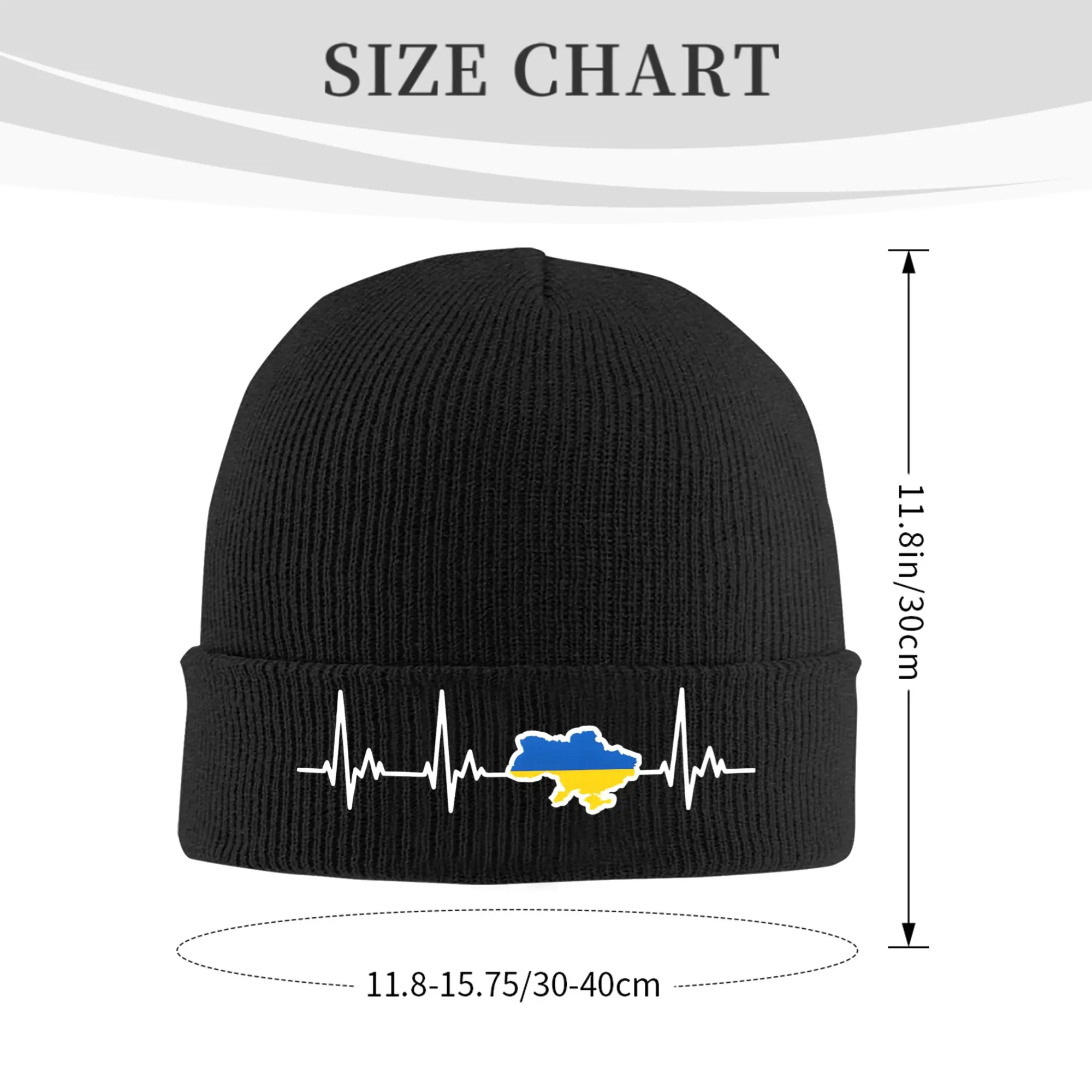 Ukrainian Flag My Heart Beats For Ukraine  Knitting Hat  Caps Men Women Unisex Gym Beanie Hats Winter Design Elastic Bonnet Hats