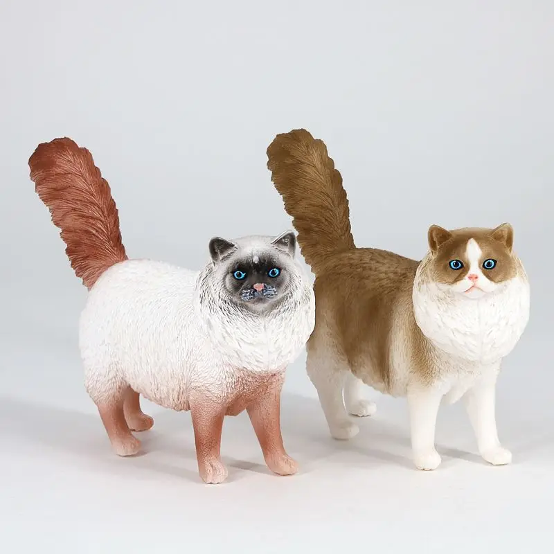 Simulation animal model toy solid plastic pet cat ragdoll cat ragdoll cat static model ornament figure