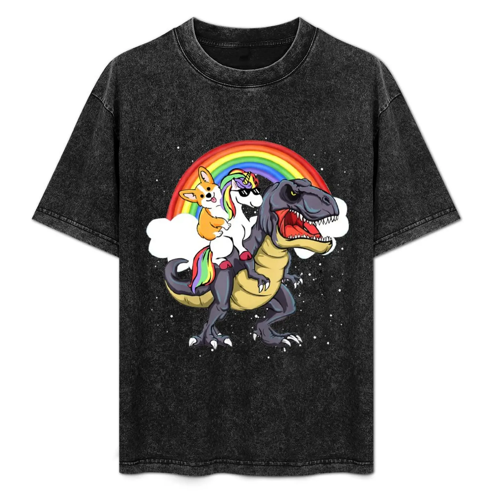 

Corgi Ride Unicorn Ride Dinosaur Gif T-Shirt Big and Tall Solid Color T-Shirt