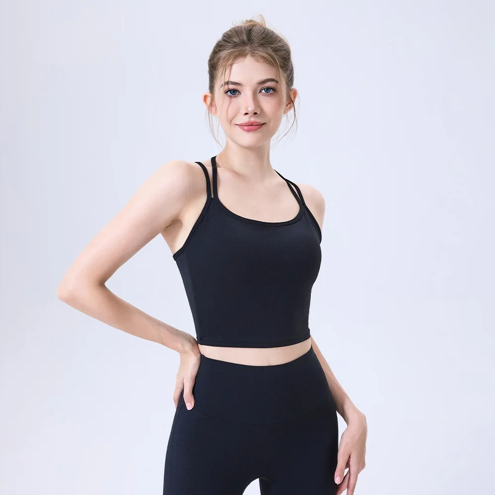 Roupa interior esportiva de secagem rápida feminina nua gota de água beleza volta à prova de choque exterior wear correndo sutiã fitness tank top