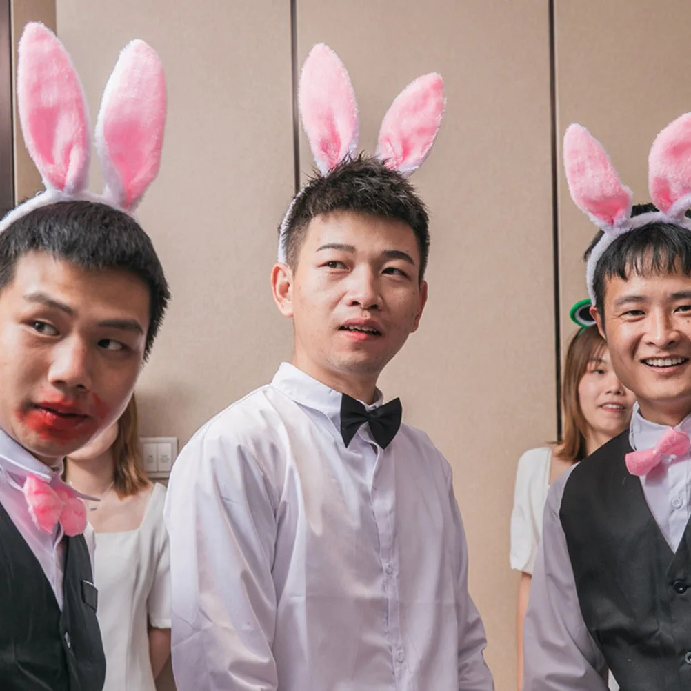 4Pcs 토끼 귀 Headb s 가볍고 편안한 어린이 소녀 패브릭 부활절 파티 의상 농구 휴일 사진 모자를 쓰고 있죠