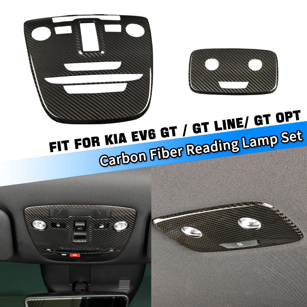 Carbon Fiber Reading Light Panel Trim Cover Fit for KIA EV6 GT GTLINE Opt (2021+) Roof Reading Light Lamp Frame Cover