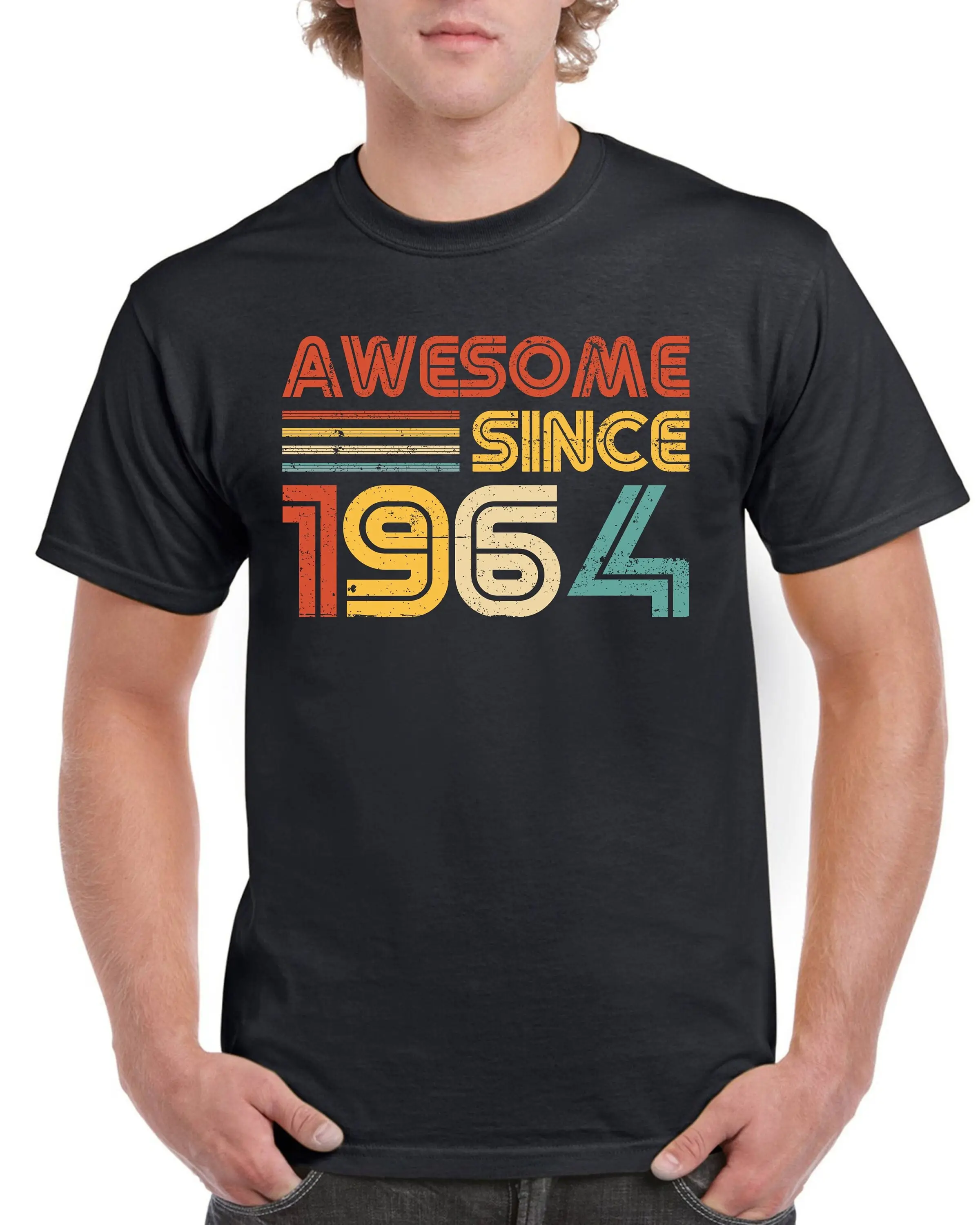 60th Birthday T Shirt s Presents For Dad Mens Cotton shirts Awesome Since 1964 V2 60 Years Old