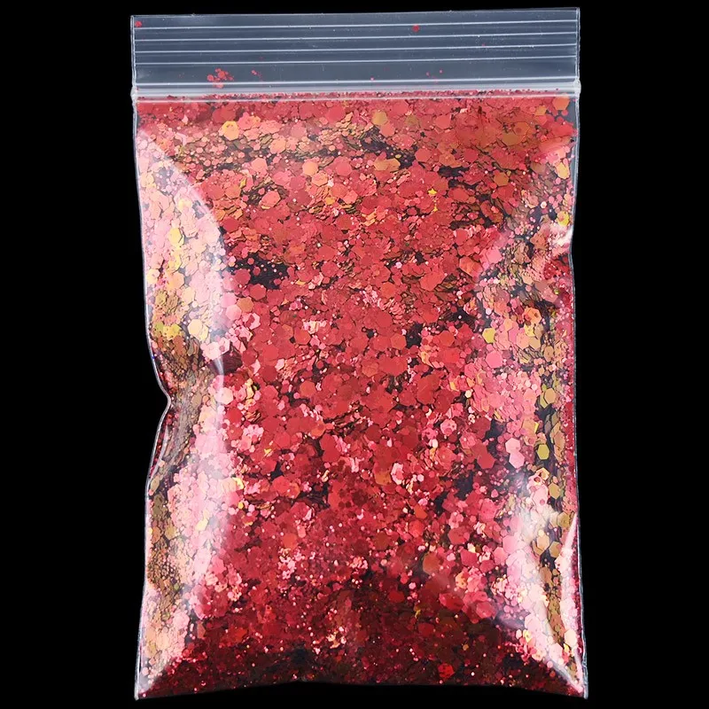 50 g/zak Chameleon Chunky Glitter Nail Sequin Holografische Mix Hexagon Flake Pailletten Kleurverschuiving Chunky Sequin Nail Art Glitter