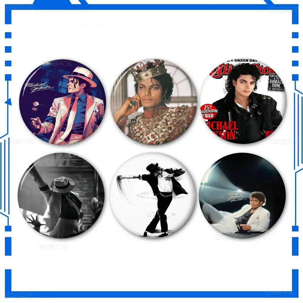 80s Pop Singer Michael Jackson Creative Pins Funny Smiley Faces Round Brooch Badge Backpack Hat Accessories Jewelry Gifts